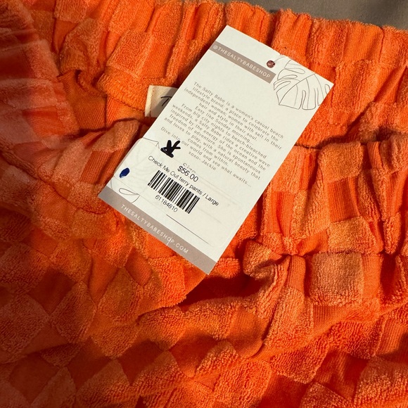 NWT Salty Babe orange checkered terry cloth two piece set - Picture 5 of 8